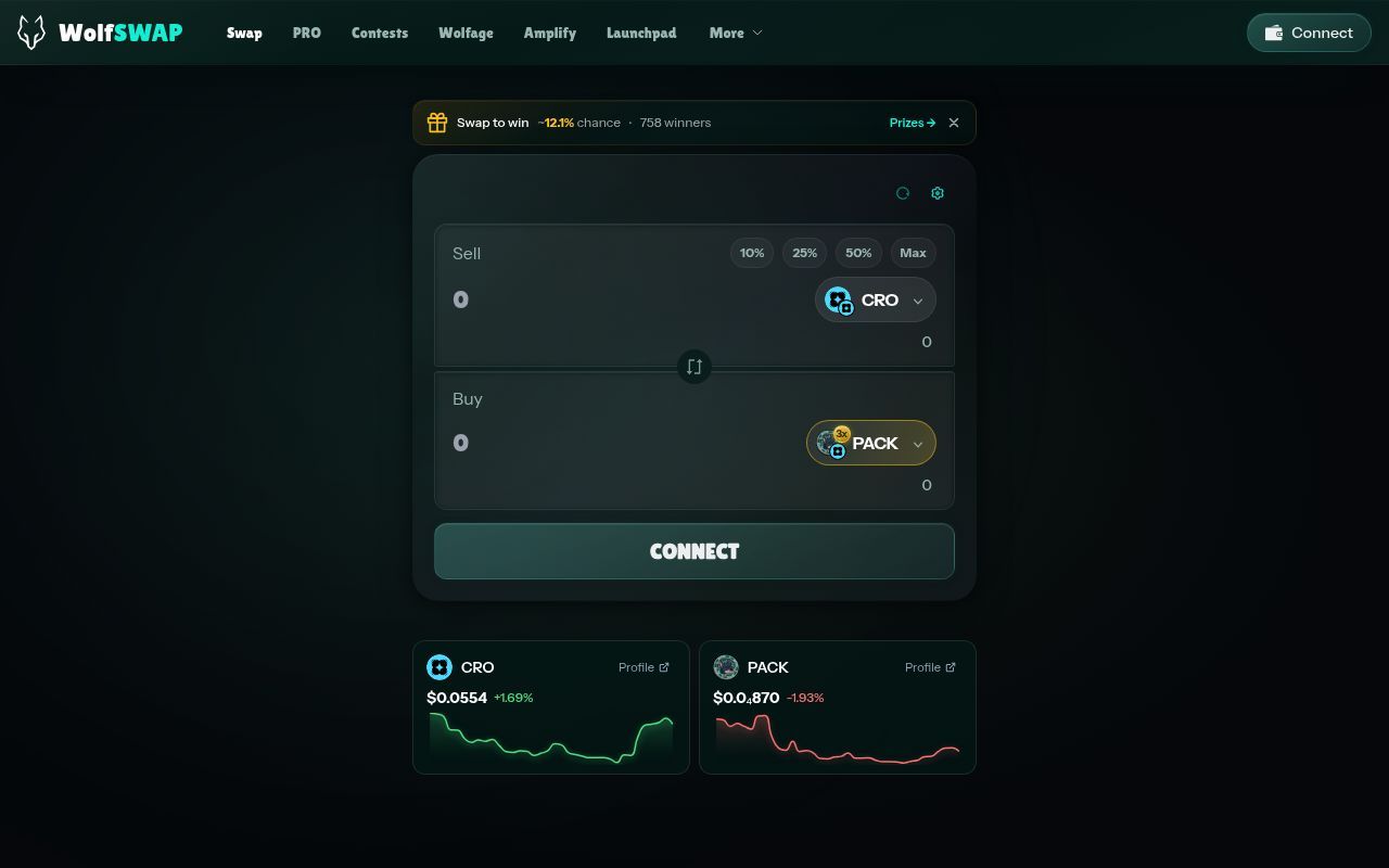Homepage screenshot of wolfswap.gg