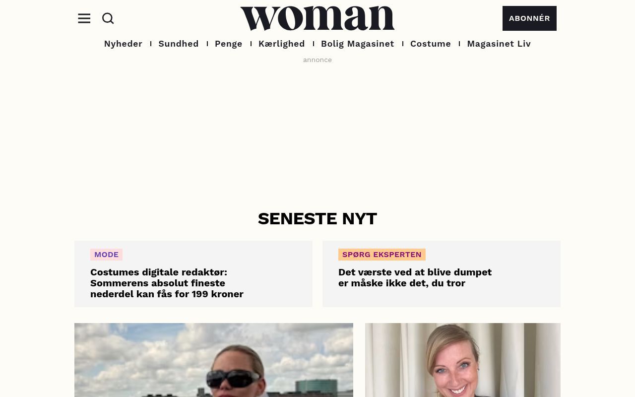 Homepage screenshot of woman.dk