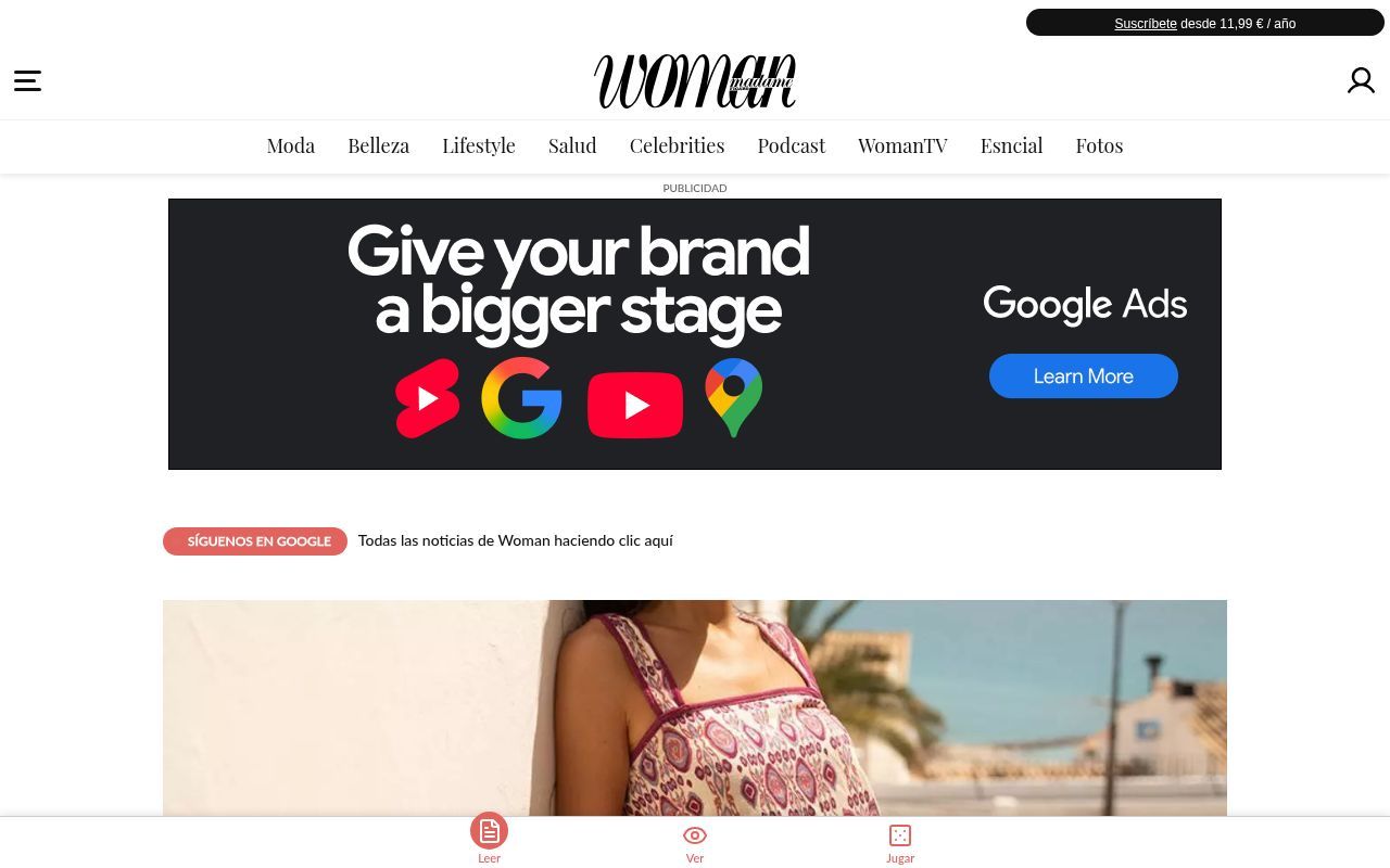 Homepage screenshot of woman.elperiodico.com