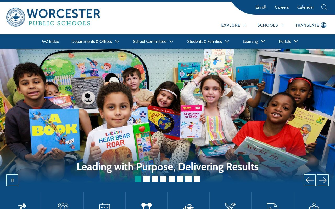 Homepage screenshot of worcesterschools.org