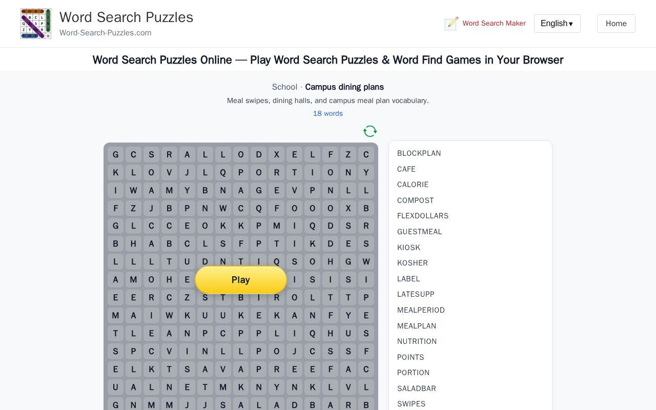 Homepage screenshot of word-search-puzzles.com