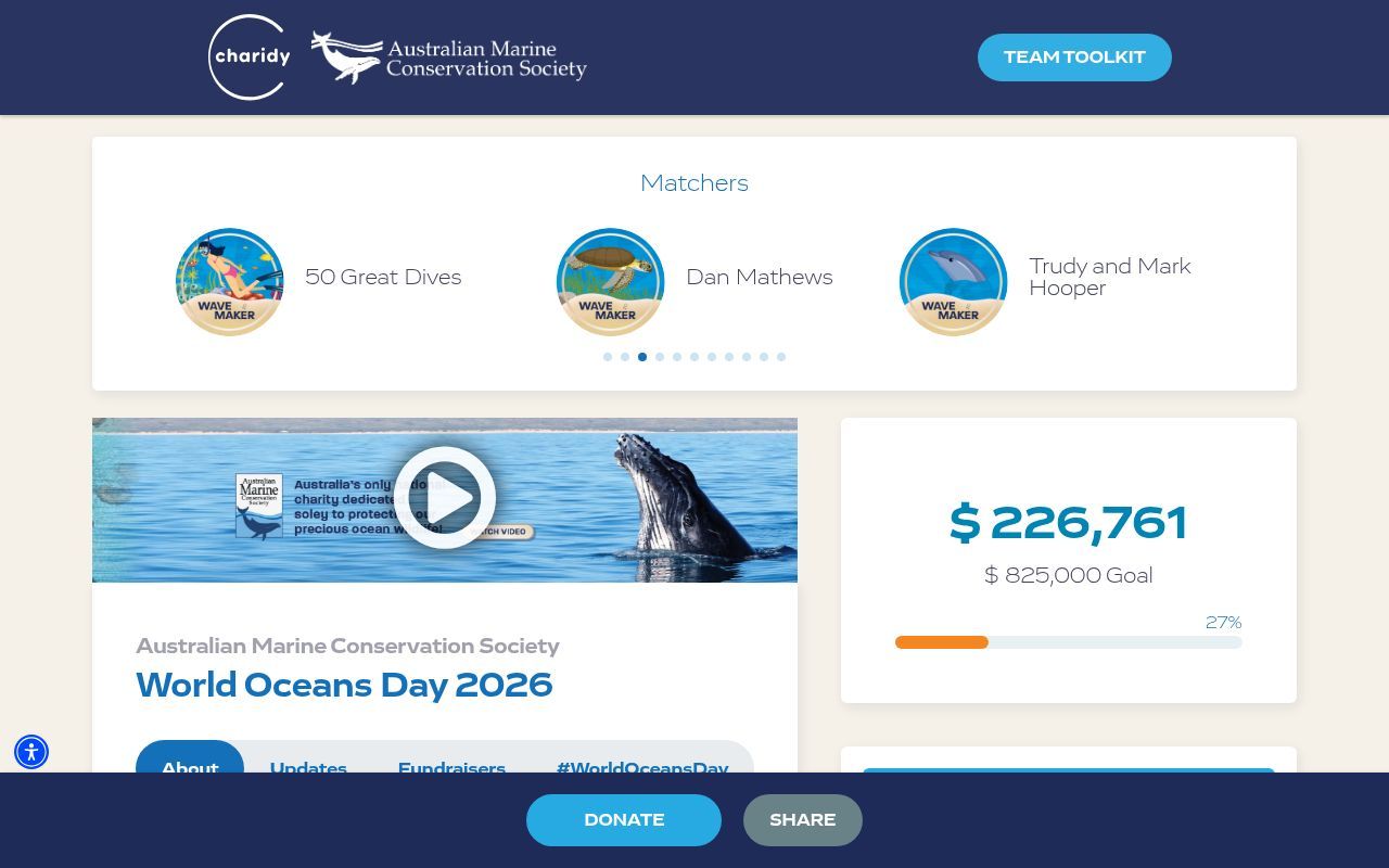 Homepage screenshot of worldoceansday.org.au