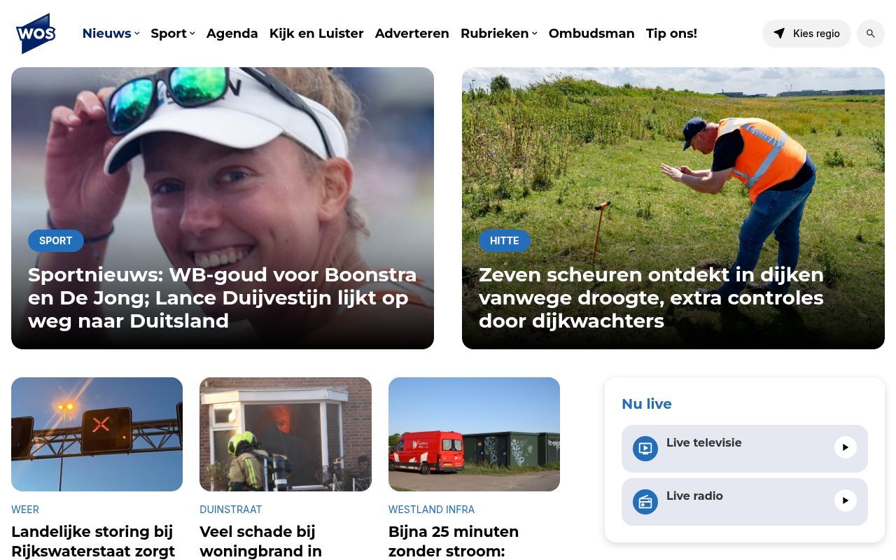 Homepage screenshot of wos.nl
