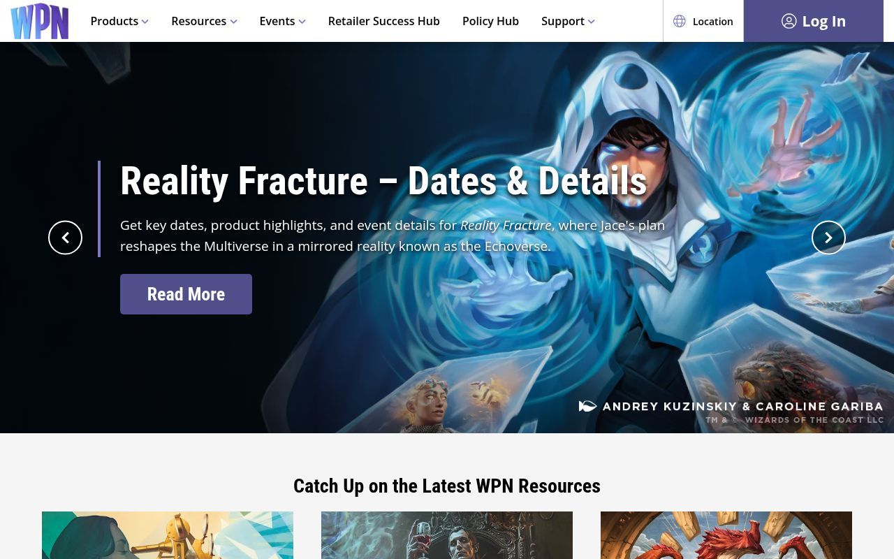 Homepage screenshot of wpn.wizards.com