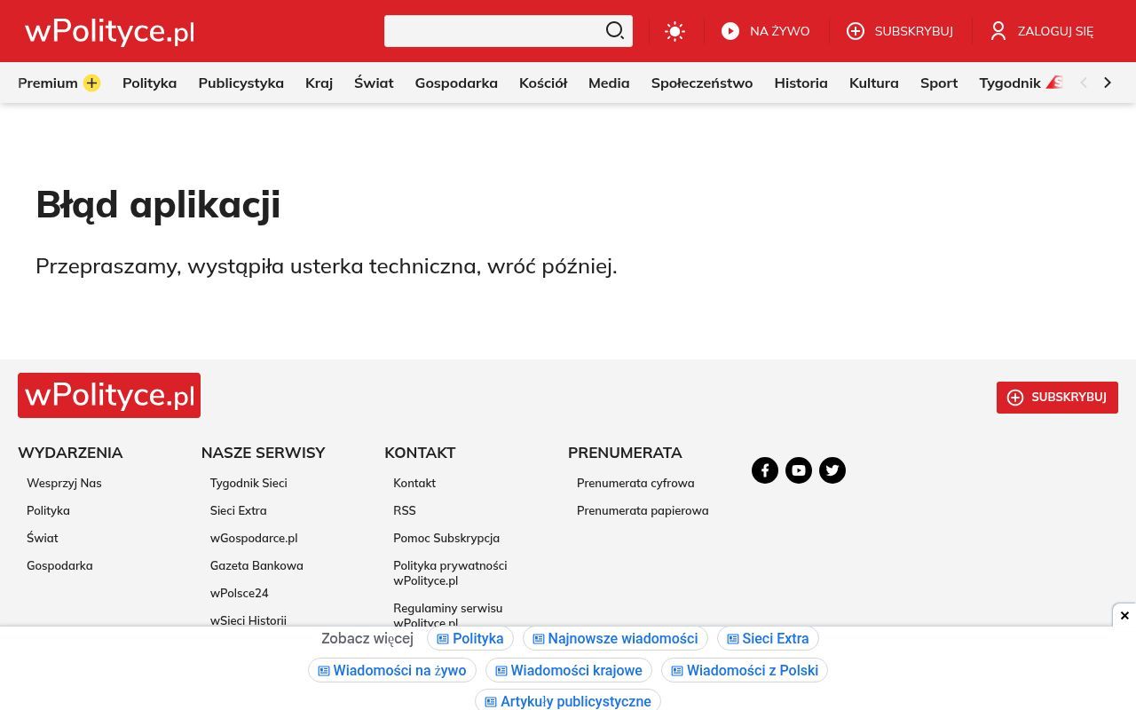 Homepage screenshot of wpolityce.pl