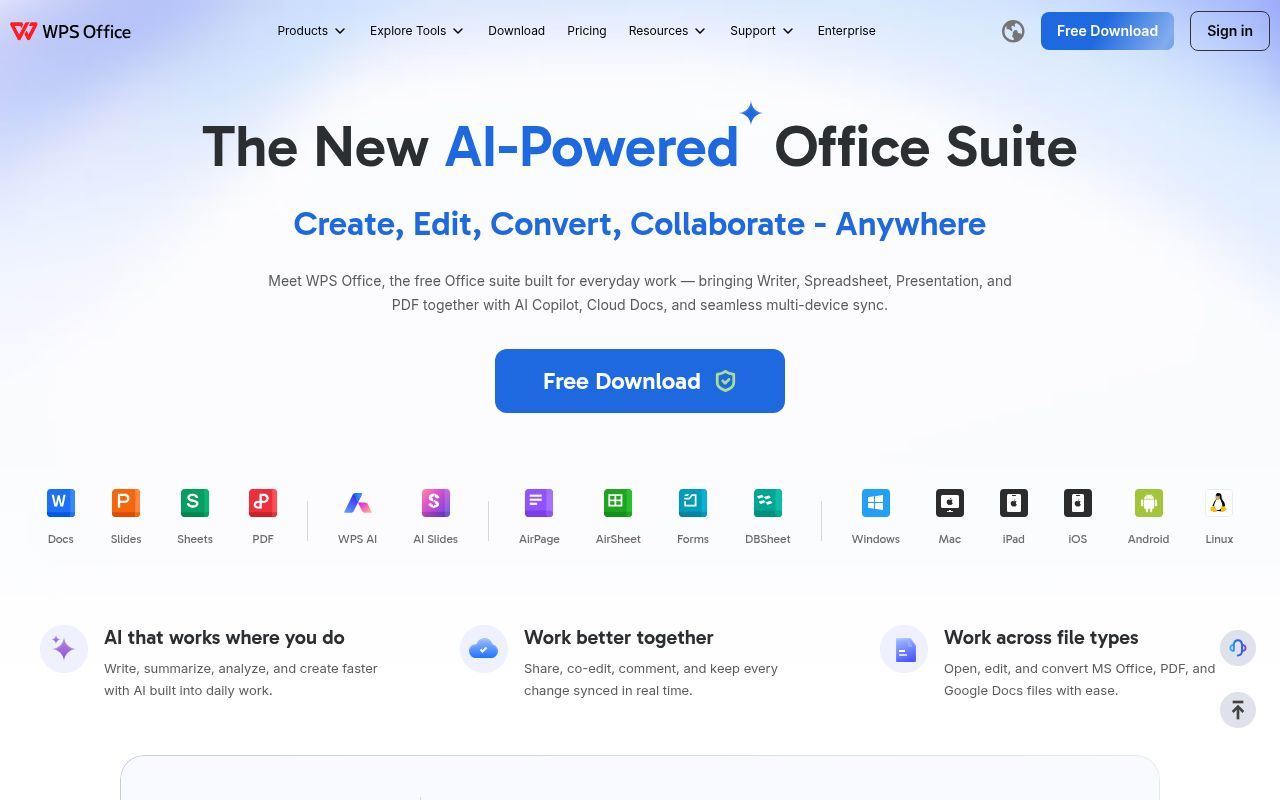 Homepage screenshot of wps.com