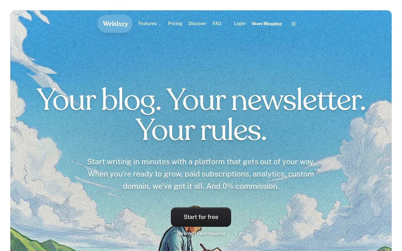 Homepage screenshot of writizzy.com