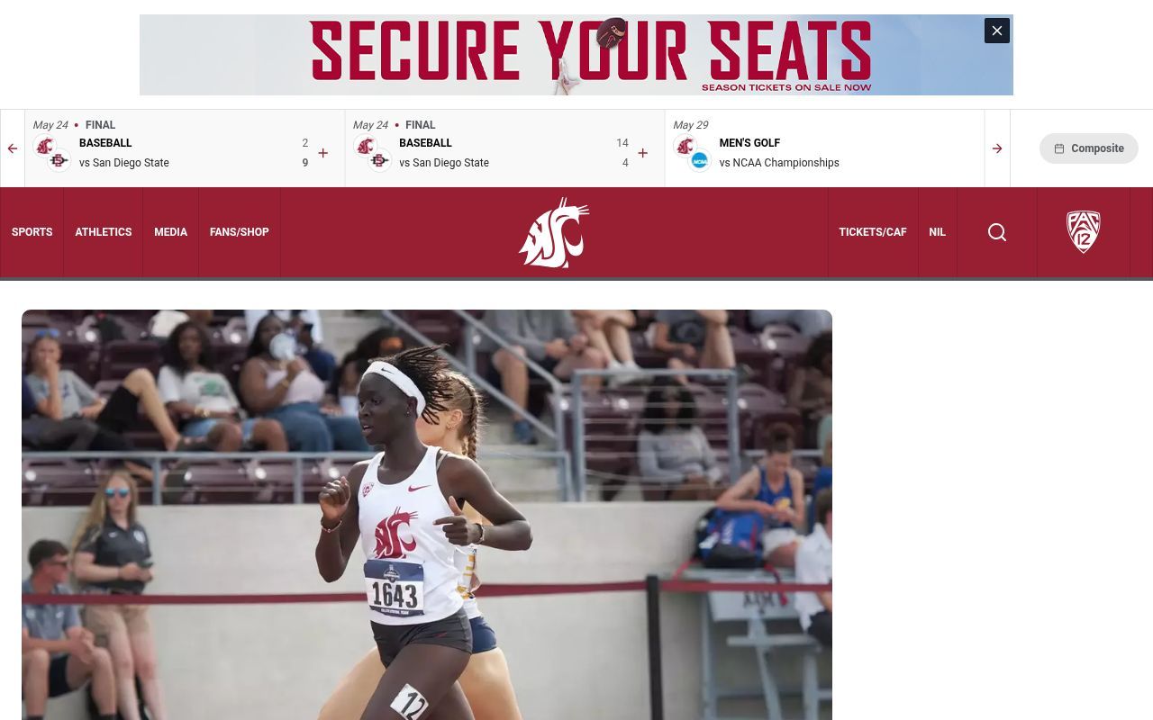 Homepage screenshot of wsucougars.com