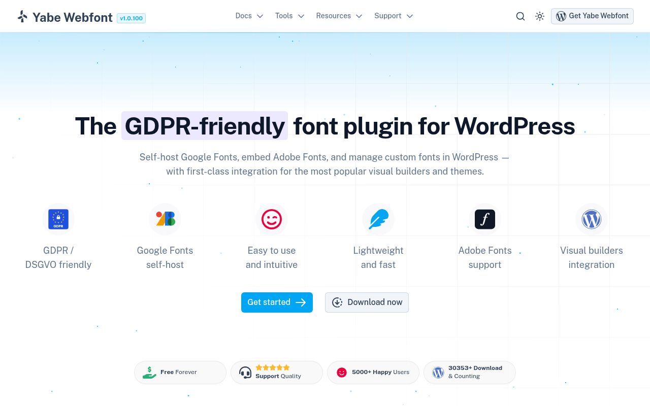 Homepage screenshot of yabe-webfont.jooo.si