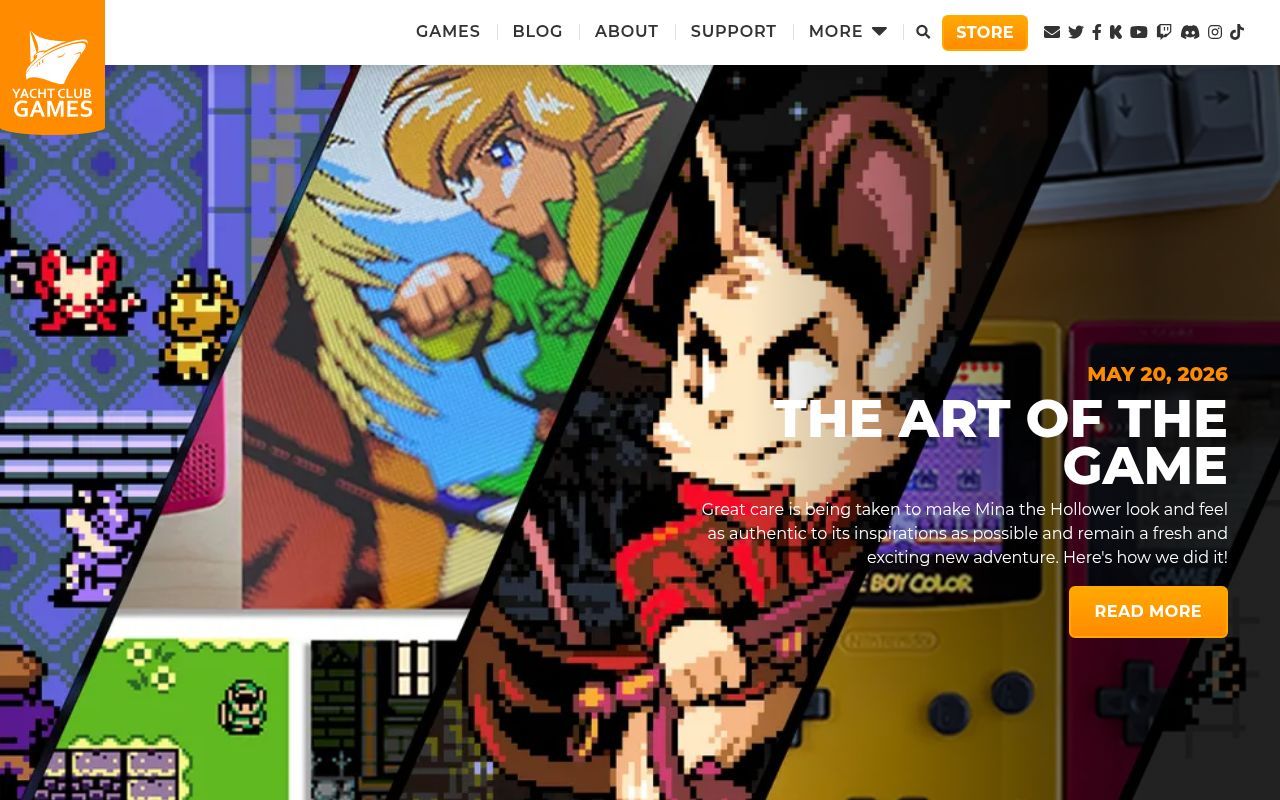Homepage screenshot of yachtclubgames.com