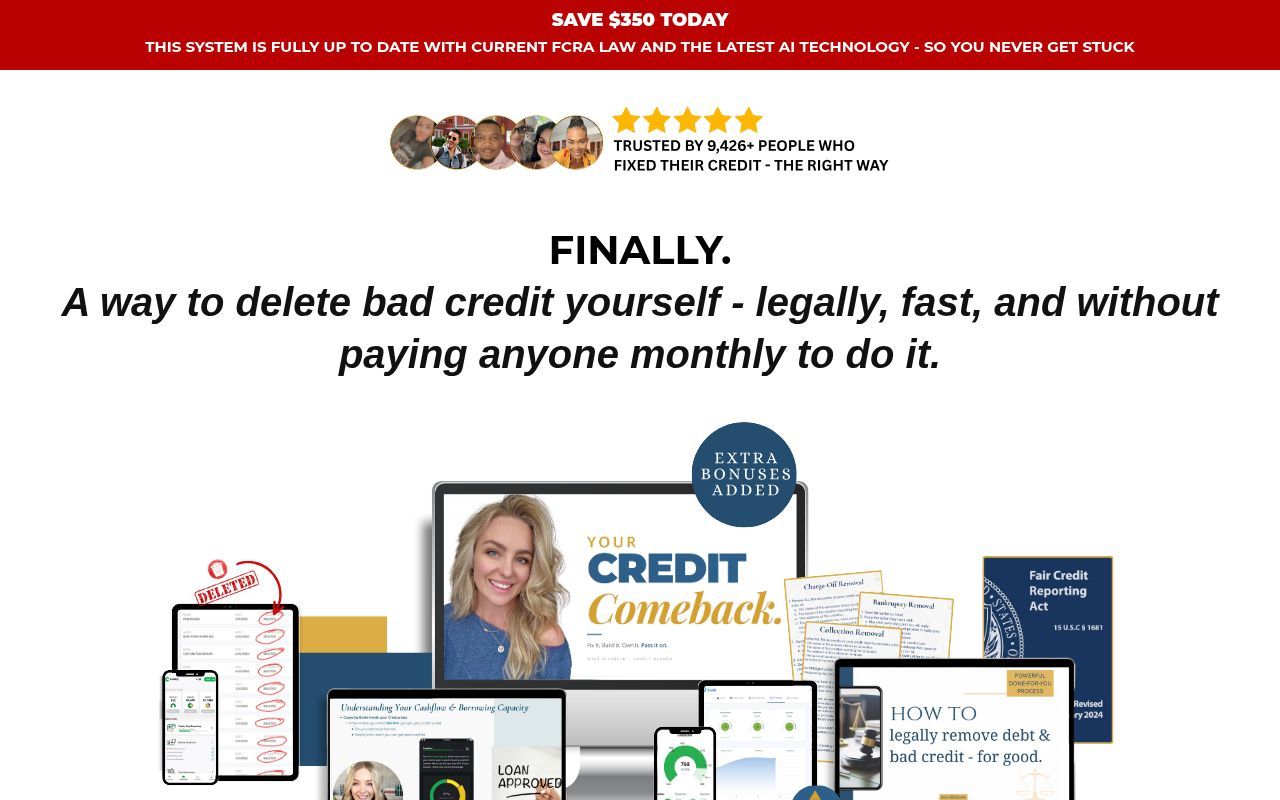 Homepage screenshot of ycc.creditblonde.com