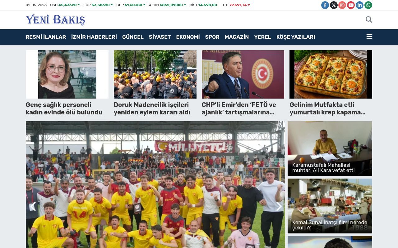 Homepage screenshot of yenibakishaber.com