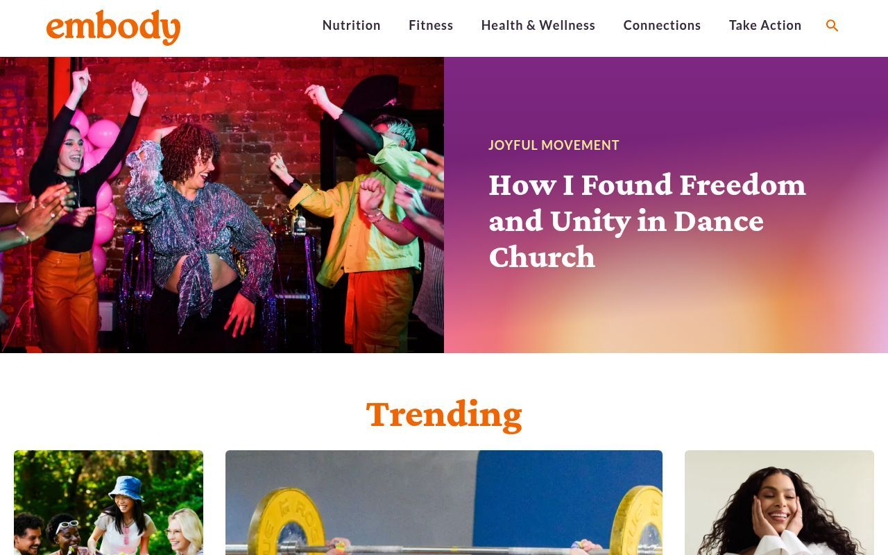 Homepage screenshot of youembody.com