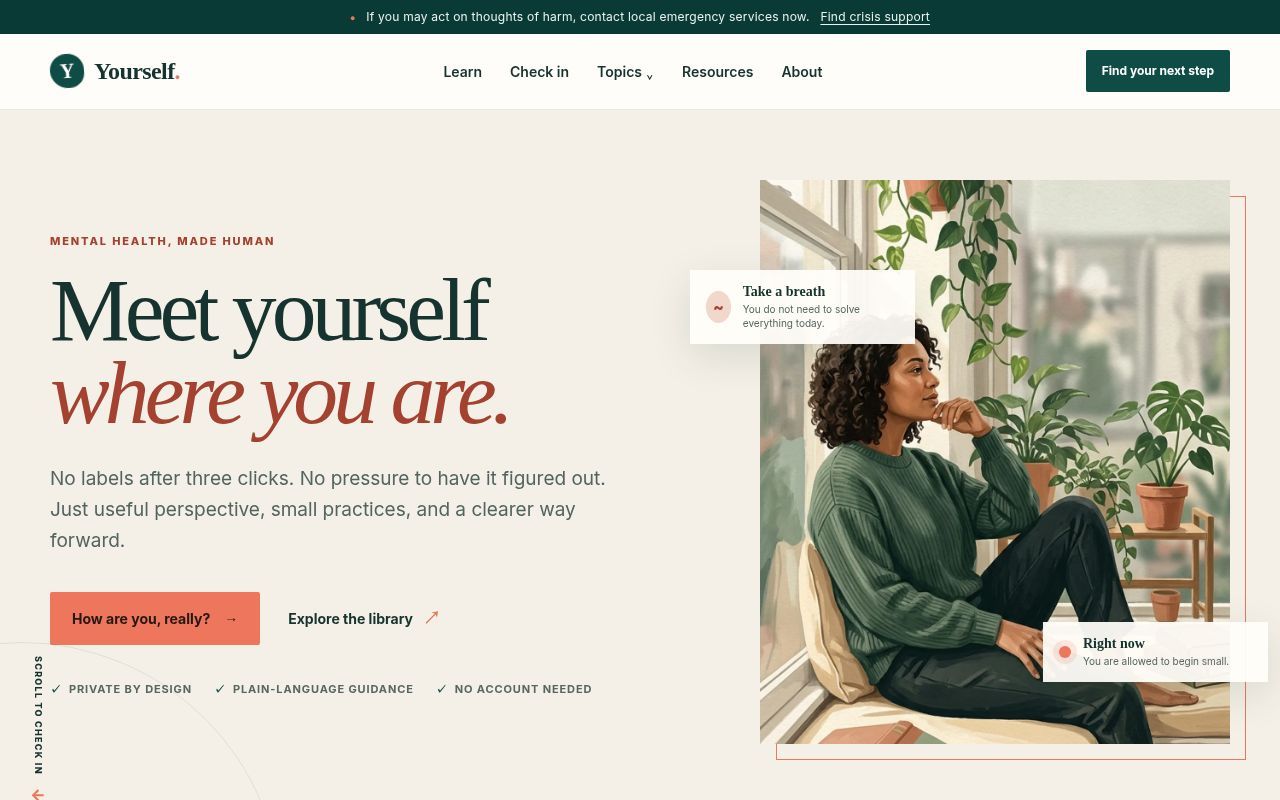 Homepage screenshot of yourself.you