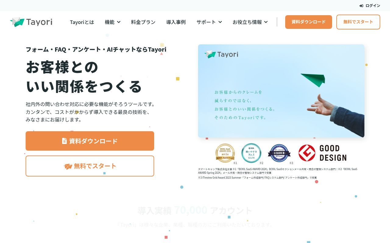 Homepage screenshot of yousay-lab.tayori.com