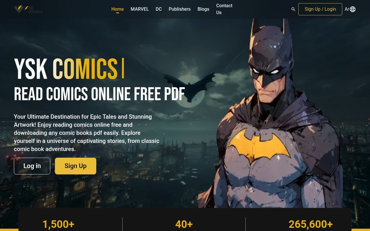 Homepage screenshot of ysk-comics.com