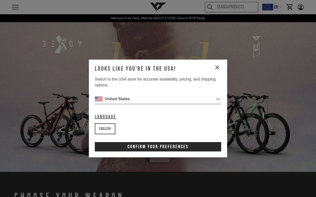 Homepage screenshot of yt-industries.com