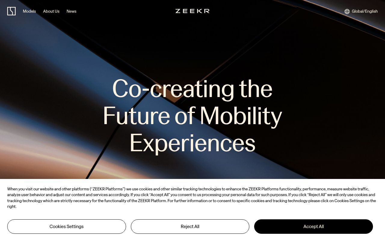 Homepage screenshot of zeekrlife.com