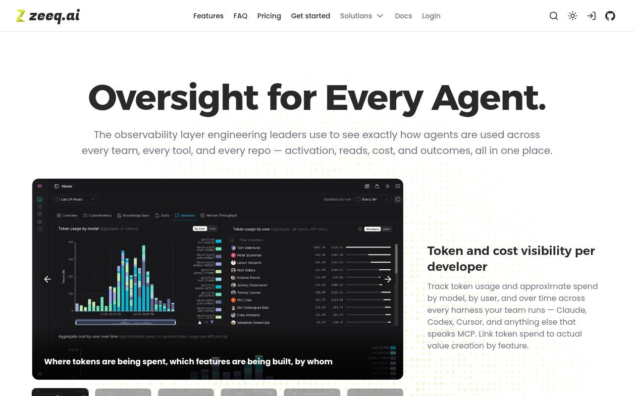 Homepage screenshot of zeeq.ai