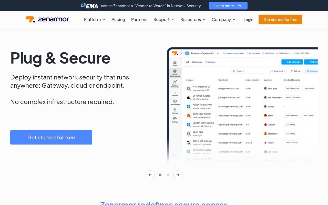 Homepage screenshot of zenarmor.com