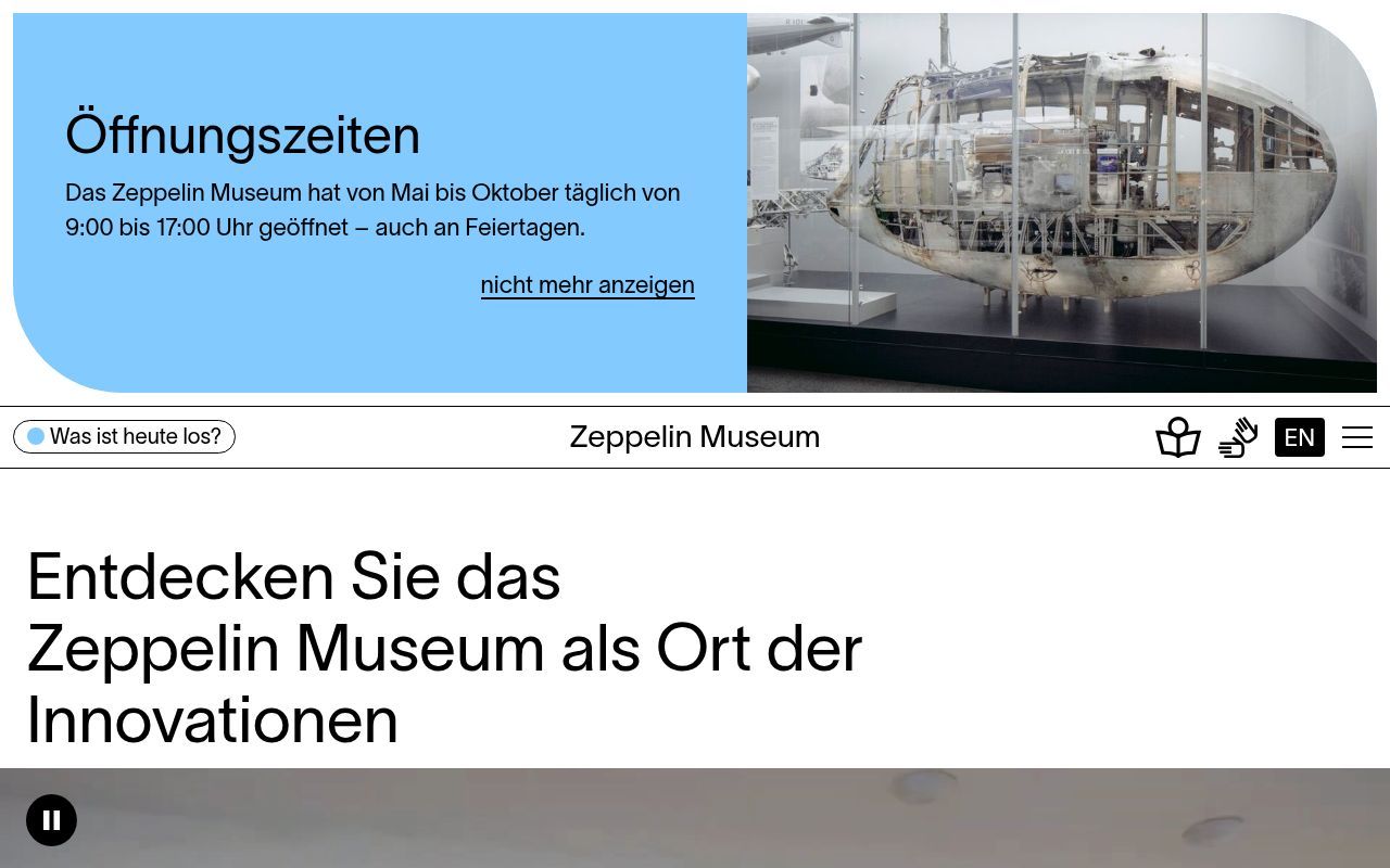 Homepage screenshot of zeppelin-museum.de