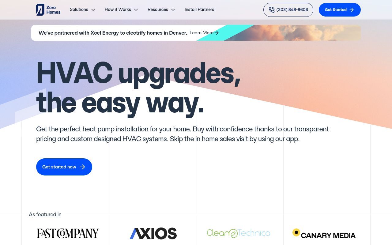 Homepage screenshot of zerohomes.com