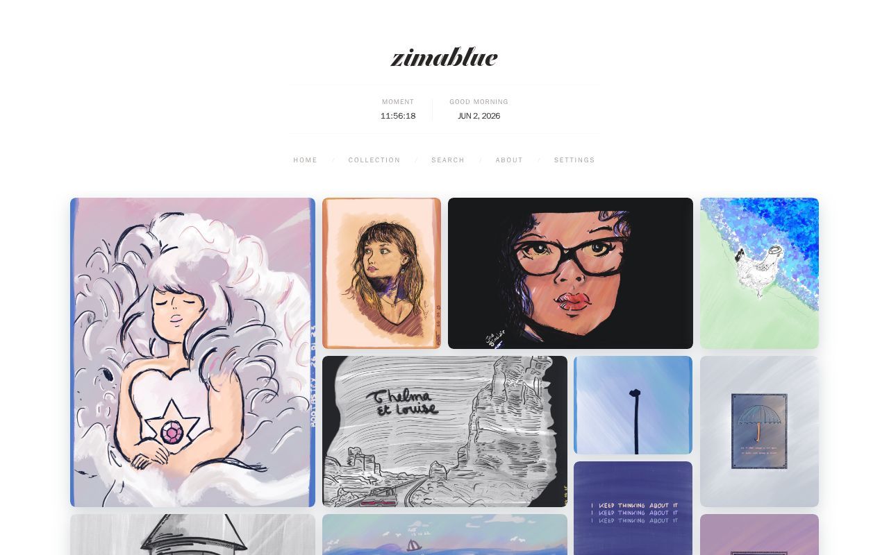 Homepage screenshot of zimablue.cc