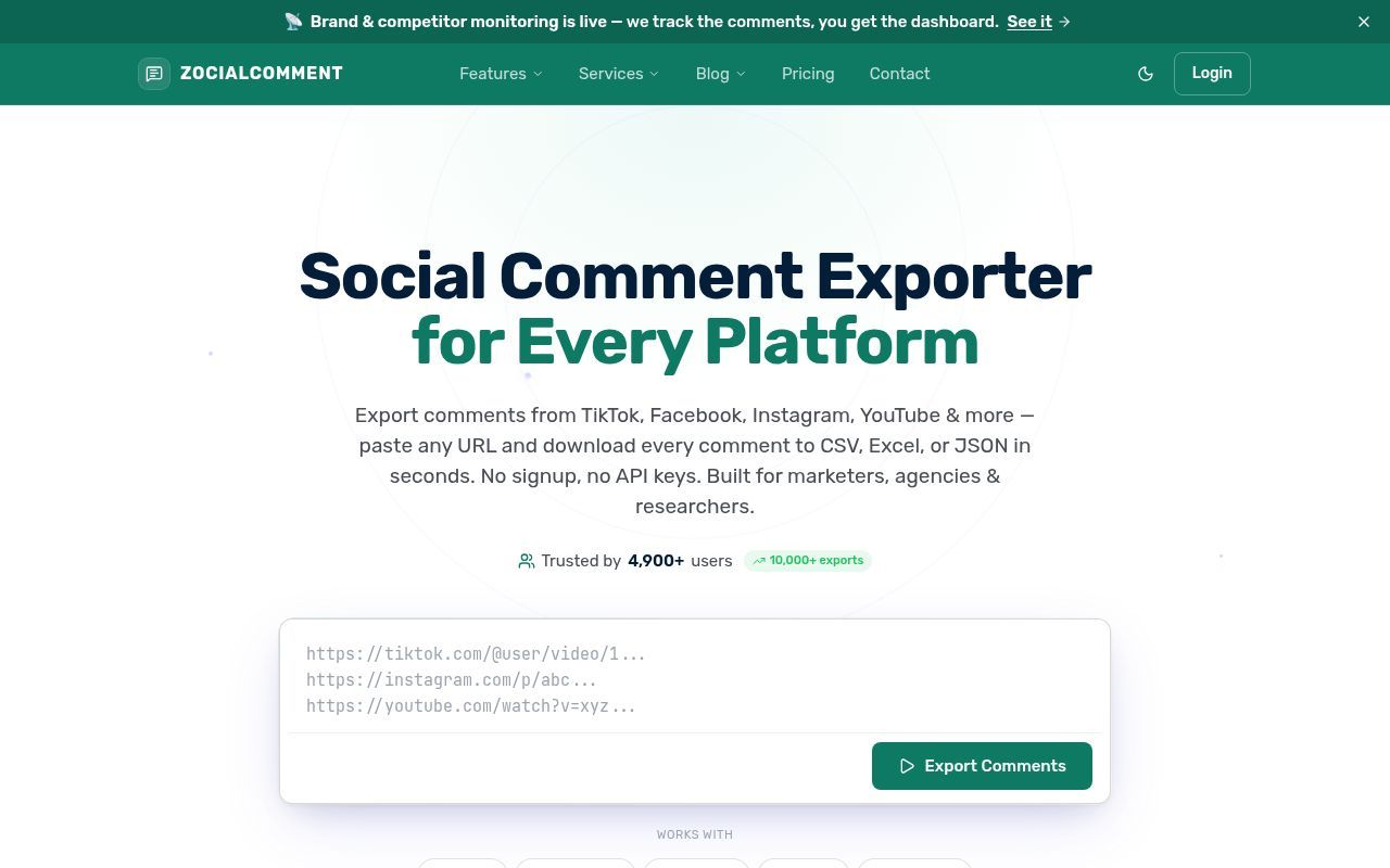 Homepage screenshot of zocialcomment.com