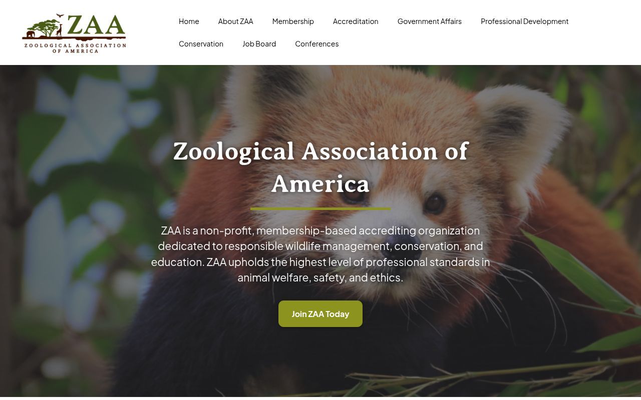 Homepage screenshot of zooassociation.org