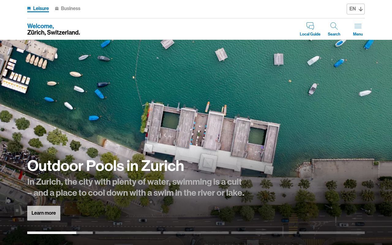 Homepage screenshot of zuerich.com