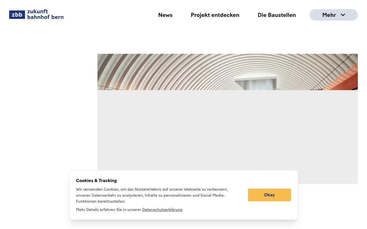 Homepage screenshot of zukunftbahnhofbern.ch