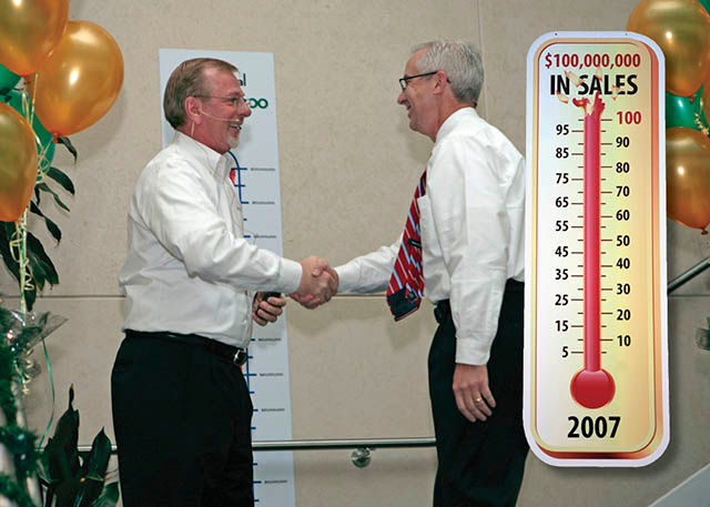 2007 Roland DGA achieves over $100 million in sales for the first time in history. Marking the occasion, CEO of over 25 years Bob Curtis, passes on the responsibility of President and CEO to former COO Dave Goward.