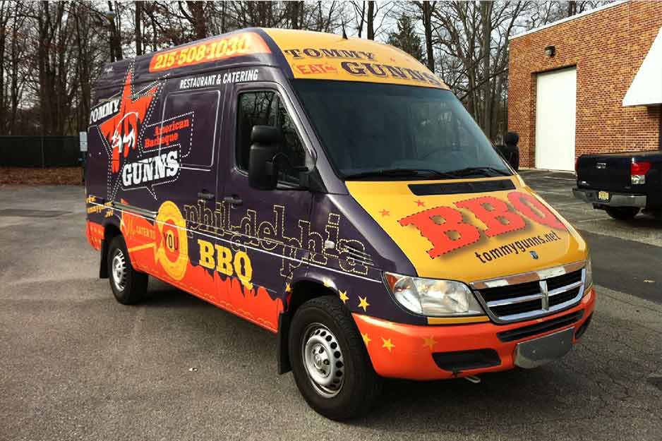 Sunrise Signs VersaCAMM vehicle wrap for TommyGunns BBQ & Catering