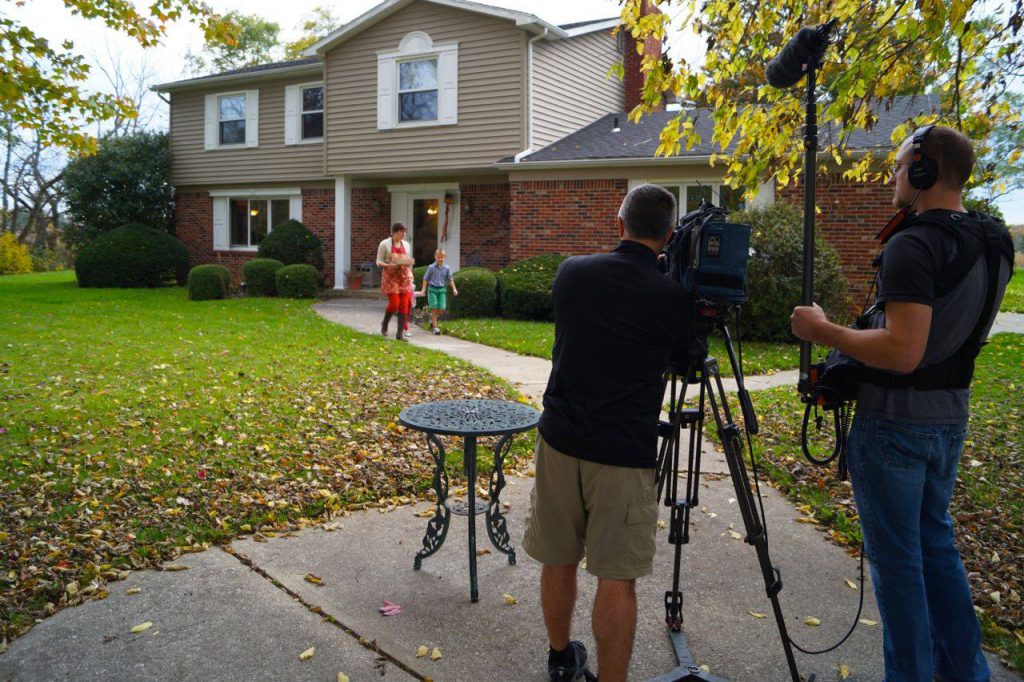 Outside with the PBS tv film crew