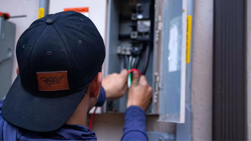 Elektriker bei der Arbeit an einer Solaranlage