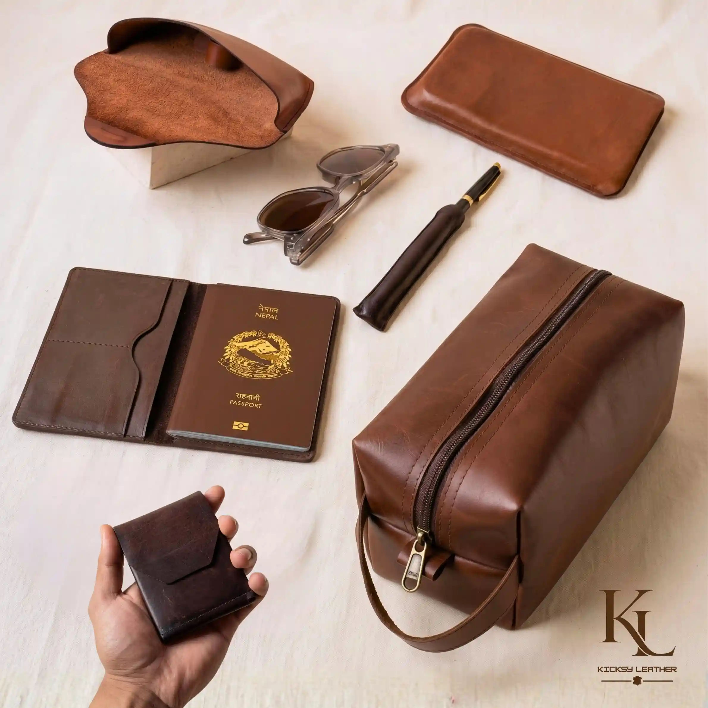 Leather laptop sleeve