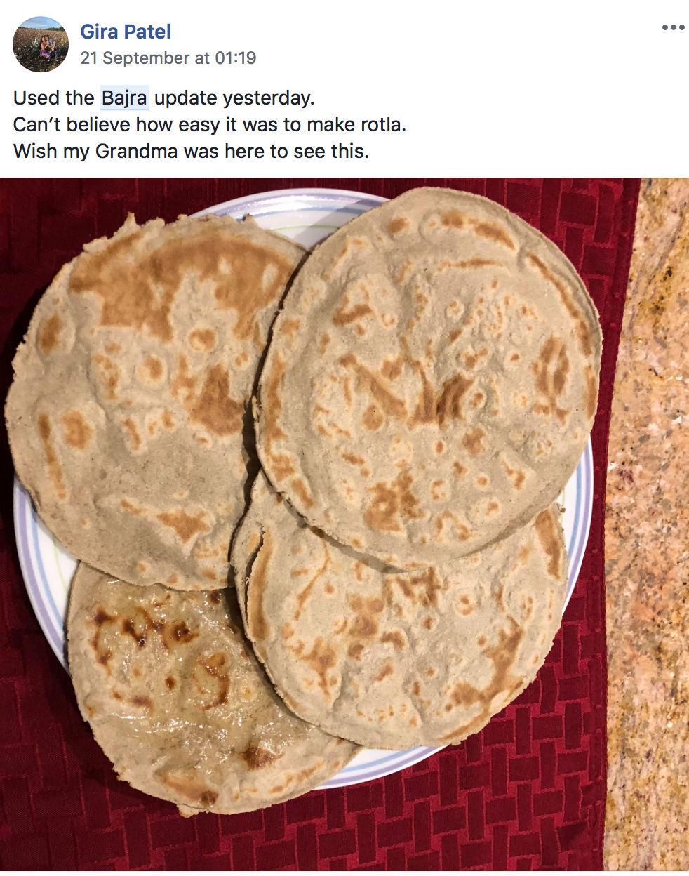 Bajra Roti on a Plate