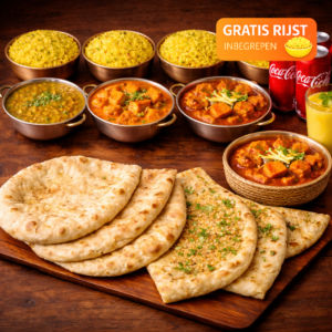 Royal Familie Deal (4–5 Personen) | Butter Chicken, Vindaloo, Paneer, Naan & Gratis Drankjes