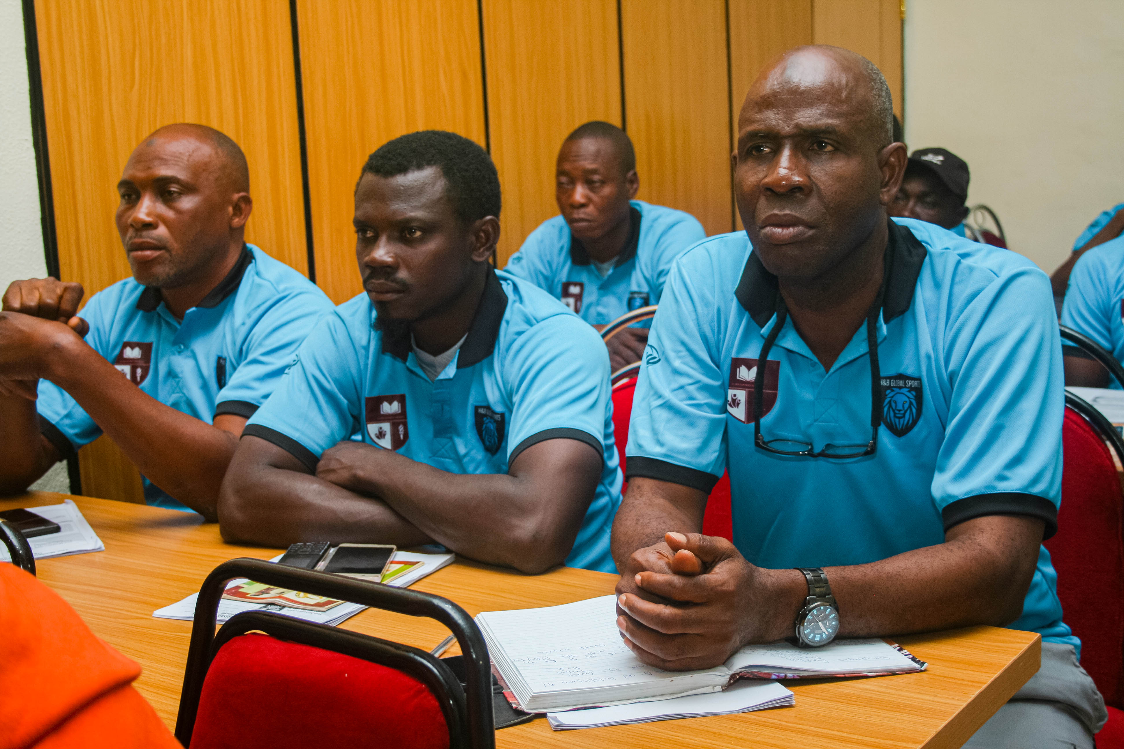 Coaches learning at the Modern-day Football Coach 1 Workshop in Akure