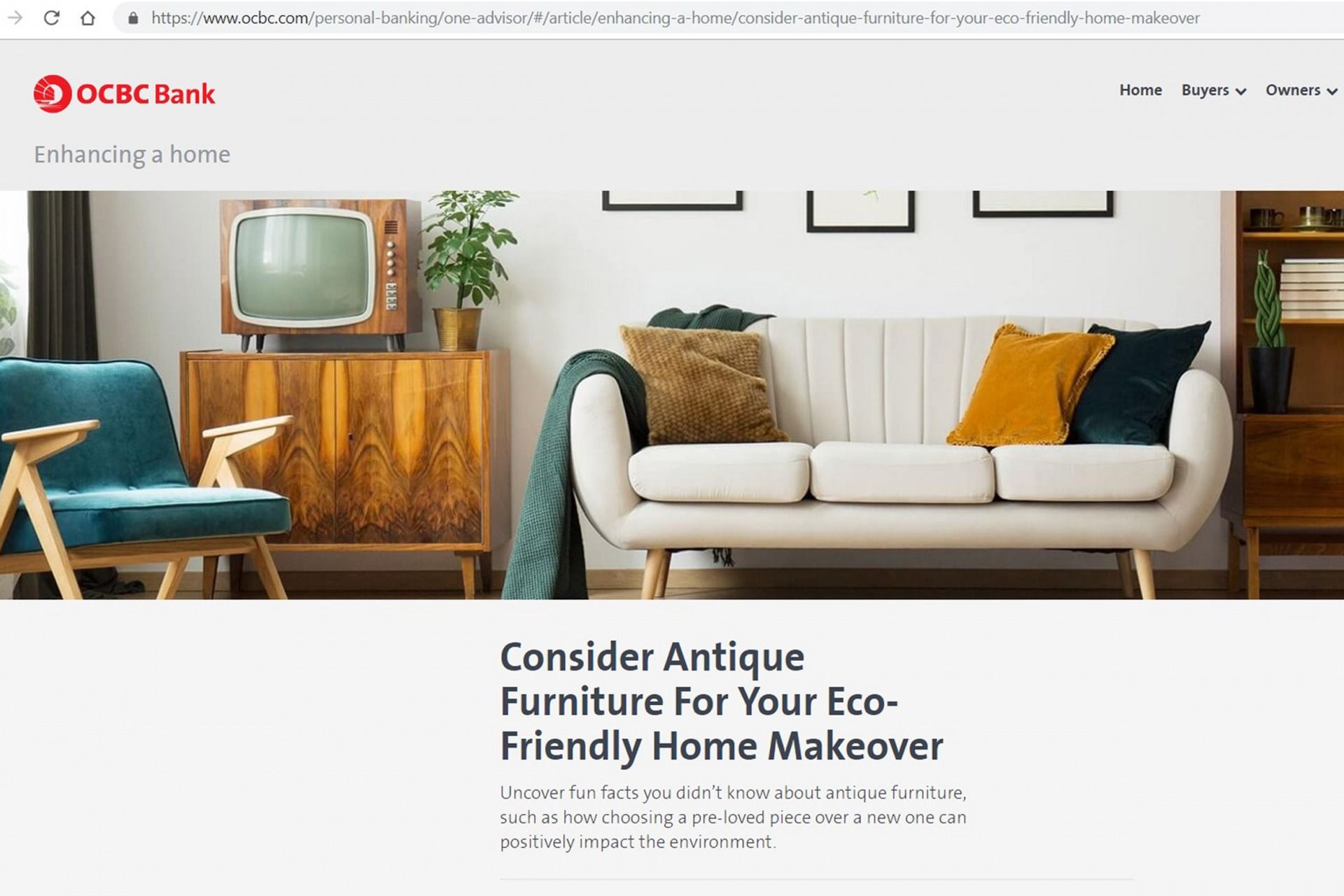 Eco-Friendly Furniture Stores - The Past Perfect Collection together with OCBC Bank