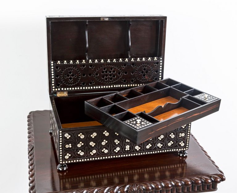 Anglo-Indian Ebony Writing Box with Inlay l The Past Perfect Collection l Singapore