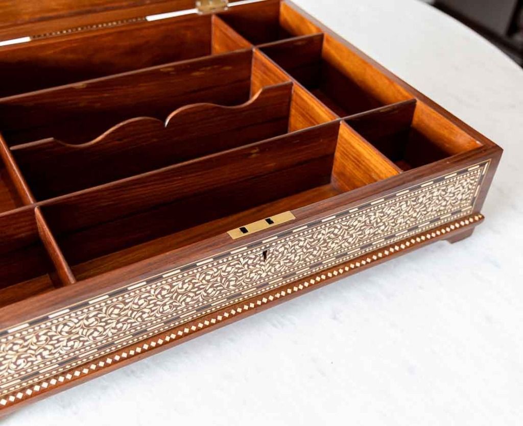 Antique British Colonial Box with Inlay - The Past Perfect Collection