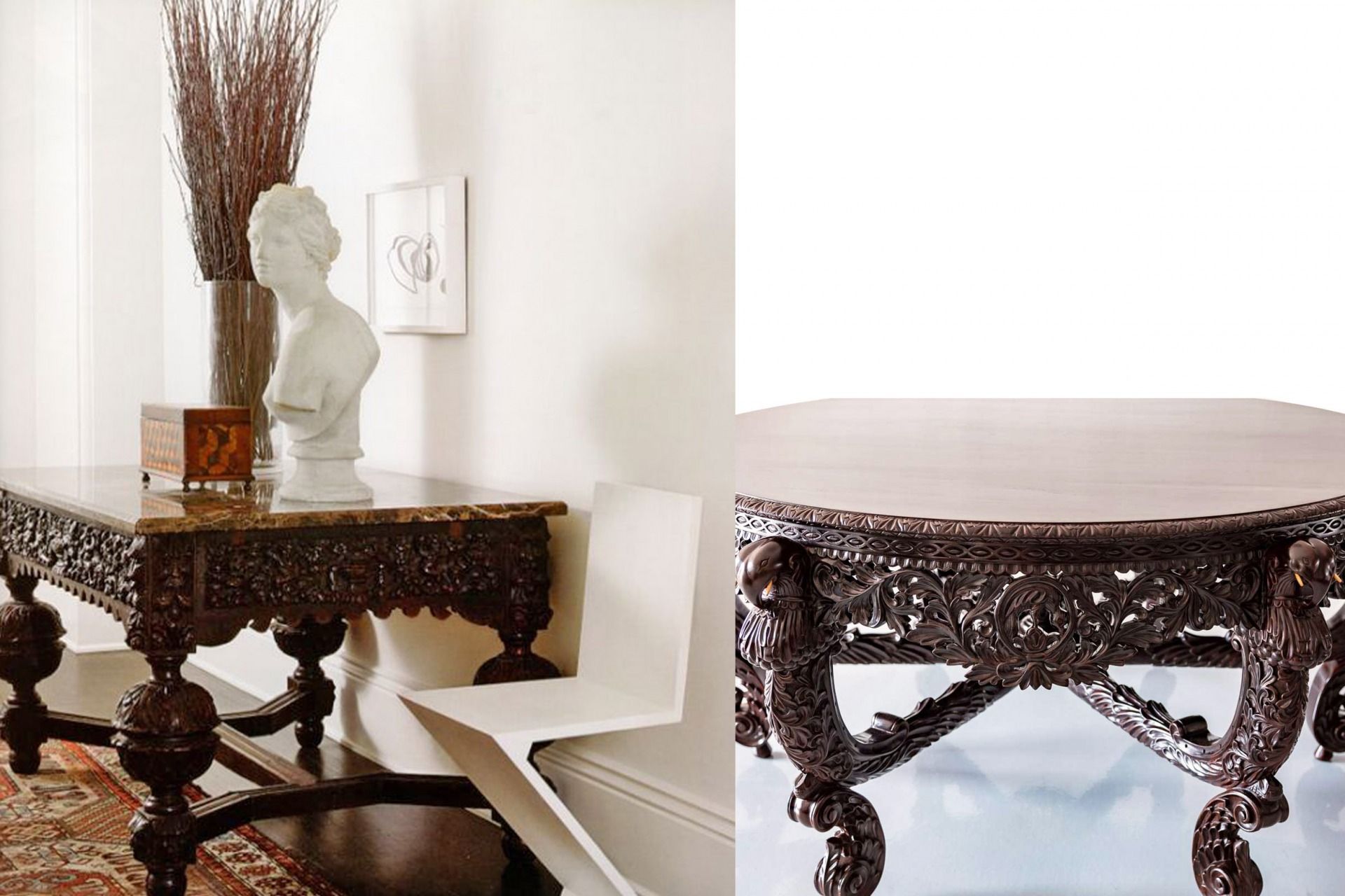 A Touch of Drama - 5 Ways to use Accent Furniture l British Colonial Carved Rosewood Round Table l The Past Perfect Collection l Singapore