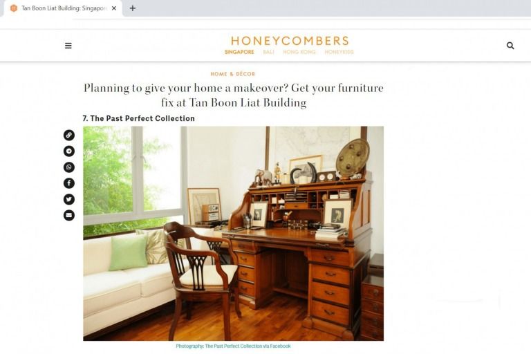 Honeycombers Guide - Shop Furniture at Tan Boon Liat Building - The Past Perfect Collection