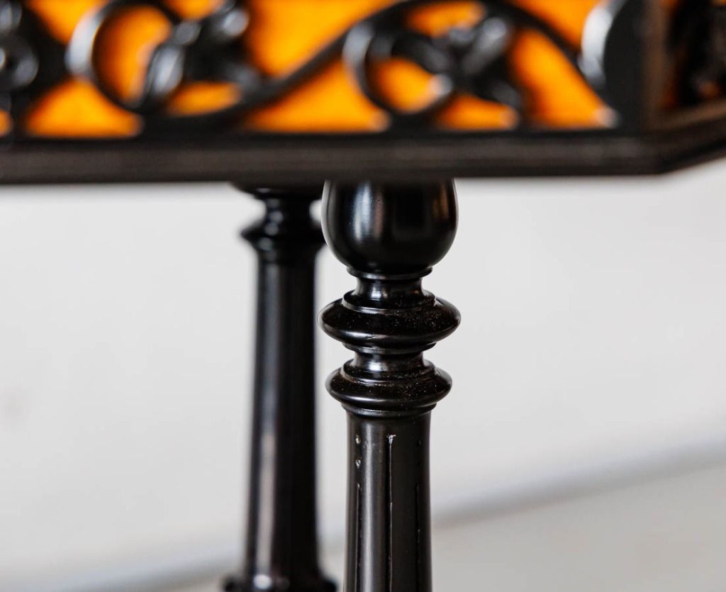 British Colonial Carved Ebony & Specimen Wood Table - The