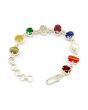 Navratna Sterling Silver Bracelet with all Nine Natural Gemstones for Navgraha Lab Certified Gm 44.43