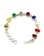 Navratna Sterling Silver Bracelet with all Nine Natural Gemstones for Navgraha Lab Certified Gm 44.69
