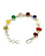 Navratna Sterling Silver Bracelet with all Nine Natural Gemstones for Navgraha Lab Certified Gm 44.49