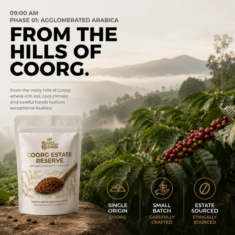 Roots and Richness Pure Arabica instant coffee — single origin Coorg, 100g