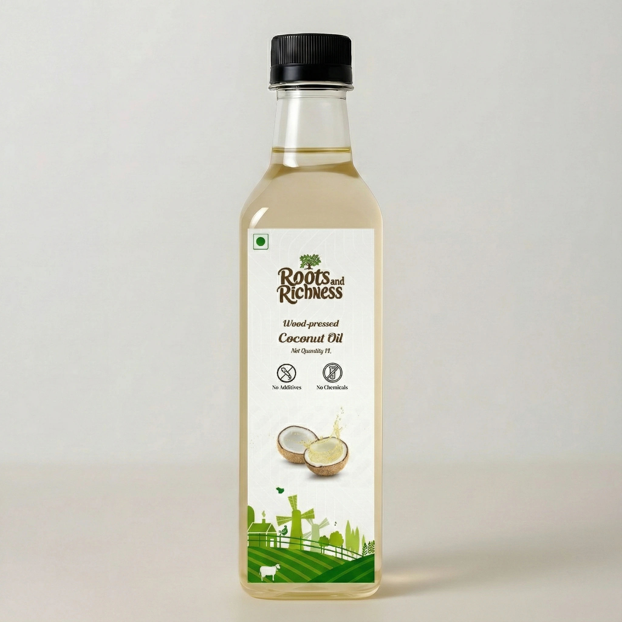 Buy Heritage Wood Pressed Coconut Oil (First Extract) online - Premium wood-pressed oils from Roots and Richness, sourced directly from Indian farms